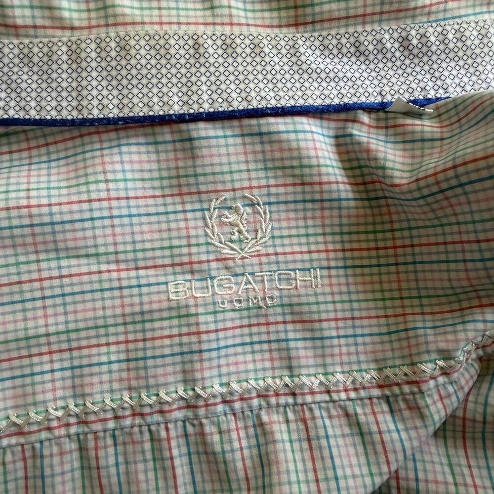 Bugatti white and blue button-up shirt,